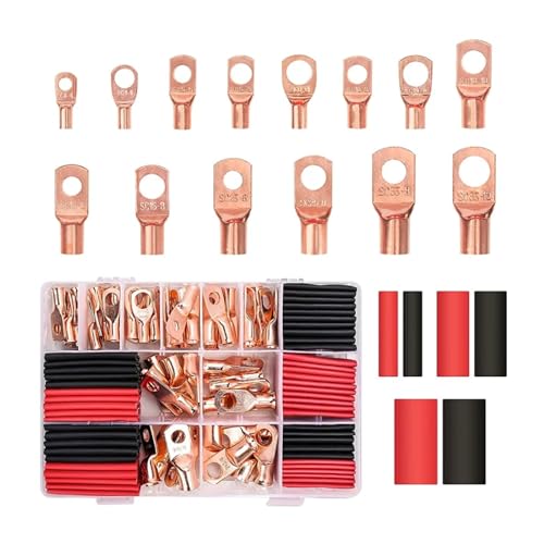 160Pcs Wire Connector Ring Copper Connectors Cable Crimp Terminal Connector Terminals Sc Tube+Heat Shrink Tubing von BKGWCSOR