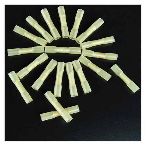 20Pcs BT3 Yellow Insulated Heat Shrink Electrical Butt Connectors Crimp Wire Cable Terminals 4.0mm2 AWG12-10 Kit von BKGWCSOR