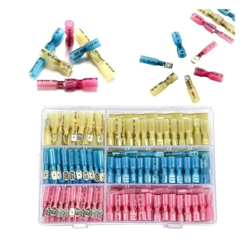 220PCS Insulated Butt Wire Connector Heat Shrink Crimp Terminals Kit Male Female Electrical Cable Spade Terminal von BKGWCSOR
