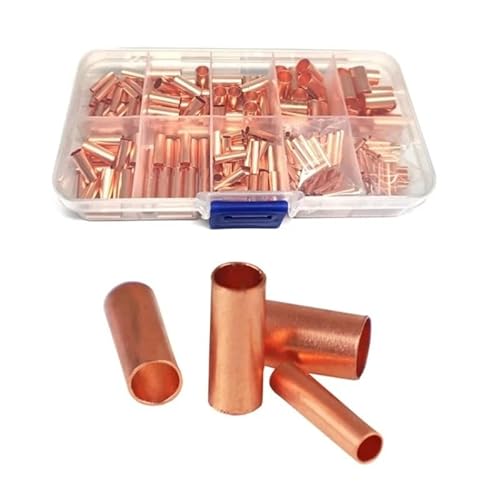250Pcs Small Copper Connecting Pipe Wire Cable Hole Passing Connecting Sleeve Tube Ferrule Lug Connector Crimp Terminal 7 Size von BKGWCSOR