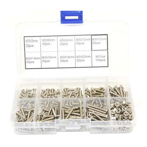 280pcs/set M3 Button Head Hex Socket Screw Bolt Nut Stainless Steel M3 Screws Nuts Assortment Kit Fastener Hardware von BKGWCSOR