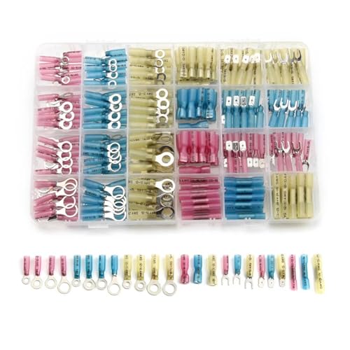 BKGWCSOR 240PCS Heat Shrink Splice Terminators Assortment Crimp Terminals Set Ring Spade Connectors Red Blue Yellow Kit 22-10AWG BKGWCSOR 240PCS Heat Shrink Splice Terminators Assortment Crimp Terminals Set Ring Spade Connectors Red Blue Yellow Kit 22-10AWG von BKGWCSOR