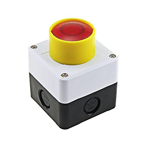 BKGWCSOR Knopfschalter-Steuerkasten, tragbarer Selbststartknopf, wasserdichter Kasten, elektrischer industrieller Not-Schalter (Color : 1 Hole Round Red) von BKGWCSOR