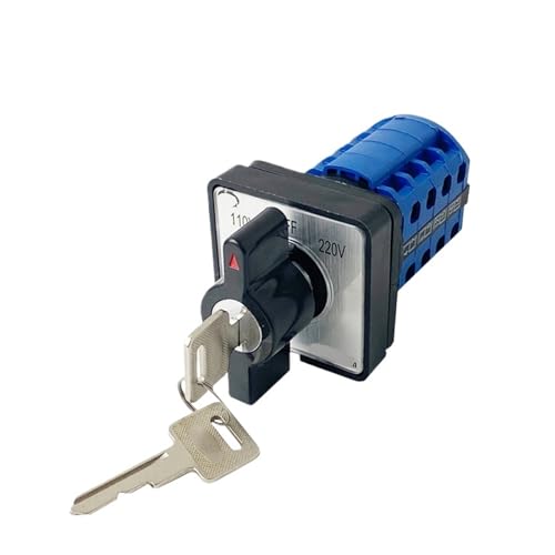 BKGWCSOR YMW26 LW26-20YS2/4 Dual Power Control 20A 4 Poles 3 Position 110V-OFF-220V with Key Changeover Rotary Knob Cam Switch von BKGWCSOR