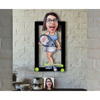 Personalisierte Cartoon Tennisspieler 3D Druck Wanddekoration, Geschnittene Wandmalerei, Geschenk, Freund von BKGift