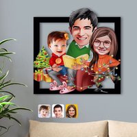 Personalisierte Weihnachtsfamilie Geschenkidee, Holz 3D Tisch Mit Familien-Cartoon, Einzigartiges Geschenk Für Familie, 2022 Geschenkidee von BKGift