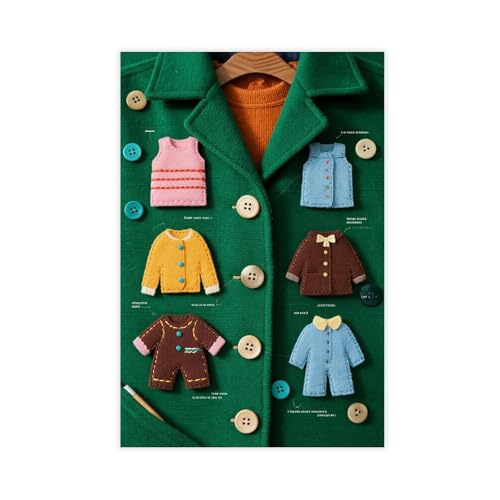BKHJSASU Button Memory Anchor Kunstposter (4) Leinwandposter Schlafzimmer Dekor Landschaft Büro Zimmer Dekor Geschenk 50 x 75 cm von BKHJSASU