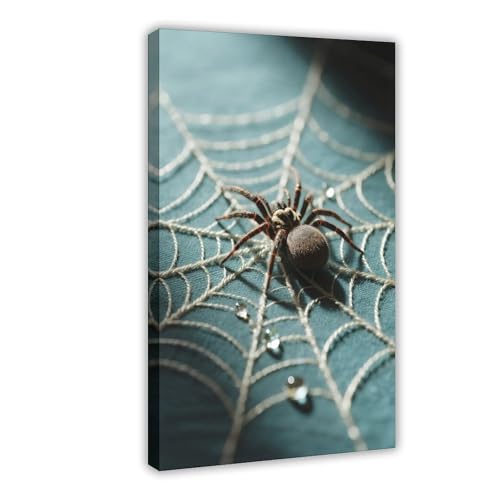 BKHJSASU Gesticktes Spinnennetz-Poster (2) Leinwandposter Schlafzimmer Dekor Landschaft Büro Zimmer Dekor Geschenk 20 x 30 cm von BKHJSASU