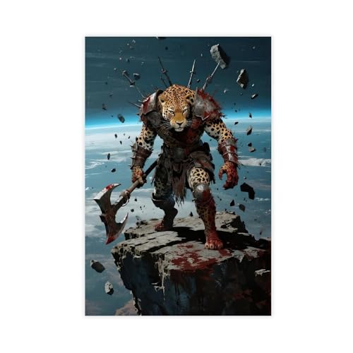 BKHJSASU Poster "Space Mutant Leopard", Leinwandposter, Wandkunst, Dekordruck, Bild Gemälde für Wohnzimmer, Schlafzimmer, Dekoration, 50 x 75 cm von BKHJSASU