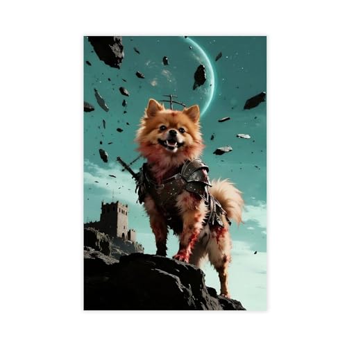 BKHJSASU Poster "Space Mutant Pomeranian" (3), Leinwandposter, Schlafzimmer, Dekoration, Landschaft, Büro, Raumdekoration, Geschenk, 60 x 90 cm von BKHJSASU
