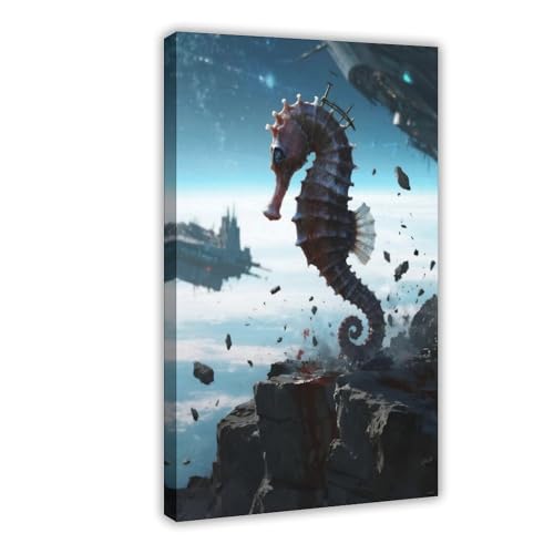 BKHJSASU Poster "Space Mutant Seepferdchen", Leinwand-Poster, Schlafzimmer, Dekoration, Landschaft, Büro, Raumdekoration, Geschenk, 20 x 30 cm, 3 Stück von BKHJSASU