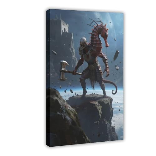 BKHJSASU Poster "Space Mutant Seepferdchen", Leinwandposter, Wandkunst, Dekordruck, Gemälde für Wohnzimmer, Schlafzimmer, Dekoration, 50 x 75 cm von BKHJSASU