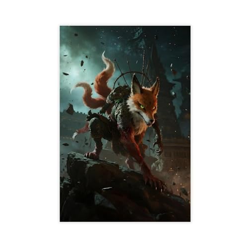 BKHJSASU Space Mutant 9-Schwanz-Fuchs-Poster (4) Leinwandposter Schlafzimmer Dekor Landschaft Büro Zimmer Dekor Geschenk 50 x 75 cm von BKHJSASU