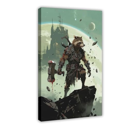 BKHJSASU Space Mutant Waschbär Kunst (4) Leinwandposter Schlafzimmer Dekor Landschaft Büro Zimmer Dekor Geschenk 20 x 30 cm von BKHJSASU
