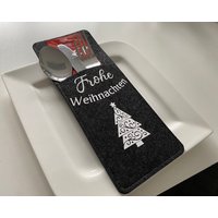 Personalisierte Bestecktasche Weihnachten Besteckhalter Filz Weihnachtsbaum Personalisierbar Frohe von BKLIEBE