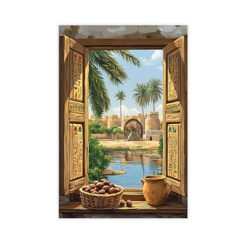 BKNSLJH Fayoum Fenster-Illustration, ägyptische Volksmotive, Leinwand-Poster, Schlafzimmer-Dekor, Landschaft, Büro, Raumdekoration, Geschenk, 40 x 60 cm BKNSLJH Fayoum Fenster-Illustration, ägyptische Volksmotive, Leinwand-Poster, Schlafzimmer-Dekor, Landschaft, Büro, Raumdekoration, Geschenk, 40 x 60 cm von BKNSLJH