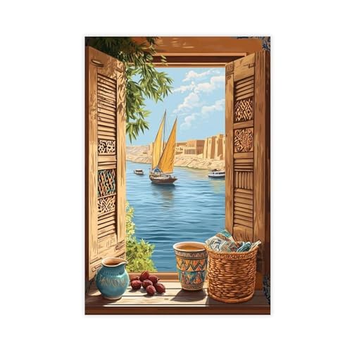 BKNSLJH Illustration Assuan Fenster, ägyptische nubische Motive, Leinwandposter, Wandkunst, Dekordruck, Bild, Gemälde, Dekoration, 30 x 45 cm BKNSLJH Illustration Assuan Fenster, ägyptische nubische Motive, Leinwandposter, Wandkunst, Dekordruck, Bild, Gemälde, Dekoration, 30 x 45 cm von BKNSLJH
