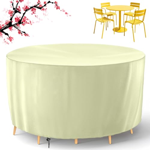BKPH Abdeckung für Gartenmöbel, Rund Abdeckung Gartentisch Wasserdicht, Gartenmöbel Abdeckung mit Kordelzug für Möbelsets Gartentisch Sitzgruppe, Beige, Φ100x90cm BKPH Abdeckung für Gartenmöbel, Rund Abdeckung Gartentisch Wasserdicht, Gartenmöbel Abdeckung mit Kordelzug für Möbelsets Gartentisch Sitzgruppe, Beige, Φ100x90cm von BKPH