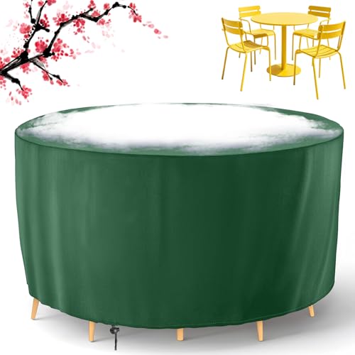 BKPH Abdeckung für Gartenmöbel, Rund Abdeckung Gartentisch Wasserdicht, Gartenmöbel Abdeckung mit Kordelzug für Möbelsets Gartentisch Sitzgruppe, Grün, Φ290x50cm BKPH Abdeckung für Gartenmöbel, Rund Abdeckung Gartentisch Wasserdicht, Gartenmöbel Abdeckung mit Kordelzug für Möbelsets Gartentisch Sitzgruppe, Grün, Φ290x50cm von BKPH