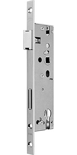 BKS Rohrrahmentüren-Einsteckschloss B 1300, 45/92/8, DL-R, NiSi, 16x255mm, PZ-gelocht, Entfernung: 92 mm, Drückernuss: 8 mm, Stulpausführung: 255 x 3 mm, kantig von BKS