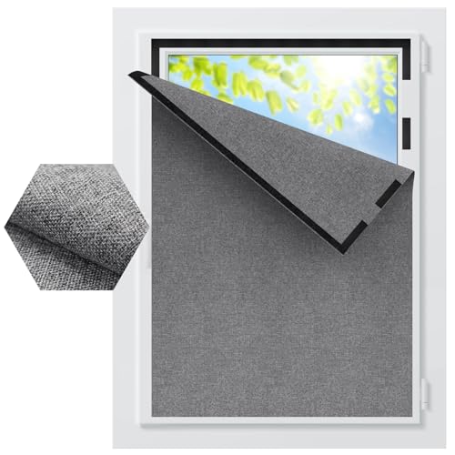 BKSAI Fenster Verdunkelung Dachfenster Leinenoptik Material-Upgrade für Faltenfreie Verdunklungsrollo ohne Bohren Verdunklungsstoff Meterware Blackout Rollo Innen Sonnenschutz Zuschneidbar von BKSAI