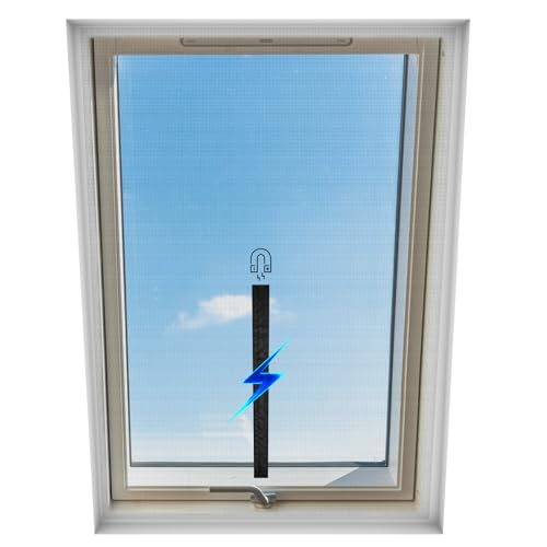 BKSAI Fliegengitter Dachfenster Insektenschutz mit magnetischem Fensterzugang Mückengitter für Dachfenster Fliegennetz Fliegengitter mit Reißverschluss (Schwarz, 130x150CM|3PCS) von BKSAI