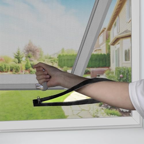 BKSAI Fliegengitter Dachfensterf Fliegengitter mit Reißverschluss ohne Bohren für jedes fenster Kippfenster Schrägfenster Dachfenster-Fliegengitter Moskitonetz fürs Fenster Zuschneidbar mit Klettband von BKSAI