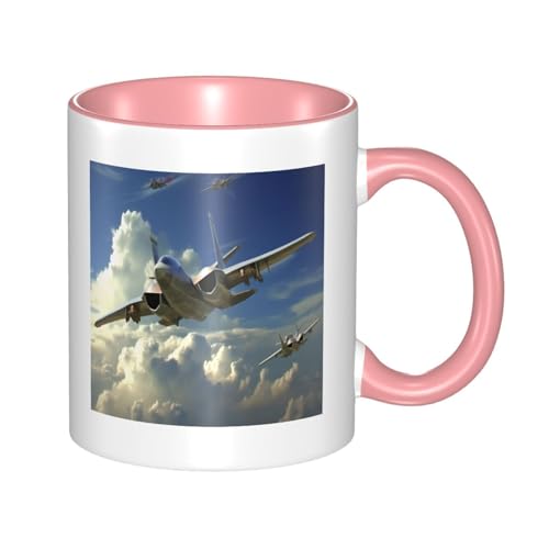 Doppelfarbige Keramiktasse mit Flugzeug, 325 ml, Kaffee- und Teetrinkbecher mit 3D-Muster, lustige Tassen für niedliche Geschenke von BKTRAVERPT