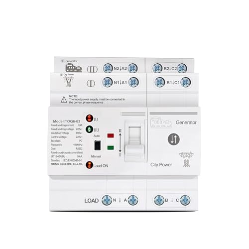 BKYUKJVU 1PC 230V Din Rail ATS L N Small Dual Power Automatic Transfer Electrical Selector Switches Uninterrupted 4P 63A TOQ6 von BKYUKJVU