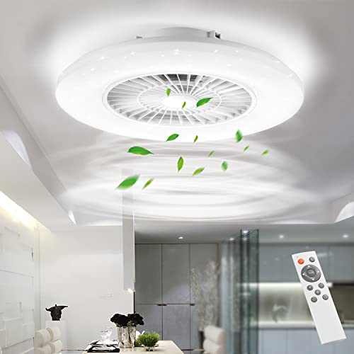 BKZO 60CM moderne LED-Deckenleuchte mit Ventilator, Deckenventilator mit Lampe, 24 Lüftungsgeschwindigkeiten, mühelose Lichtdimmung, für Wohnzimmer, Esszimmer, Schlafzimmer, Büro, 3000-5500 K, Weiß von BKZO