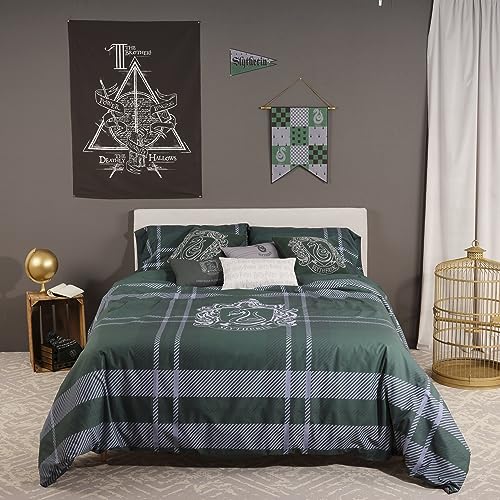 BELUM | Bettbezug Harry Potter, Bettbezug mit Knöpfen 100% Baumwolle, Modell Classic Slytherin für 80 cm Bett (140 x 200 cm) von BL BELUM