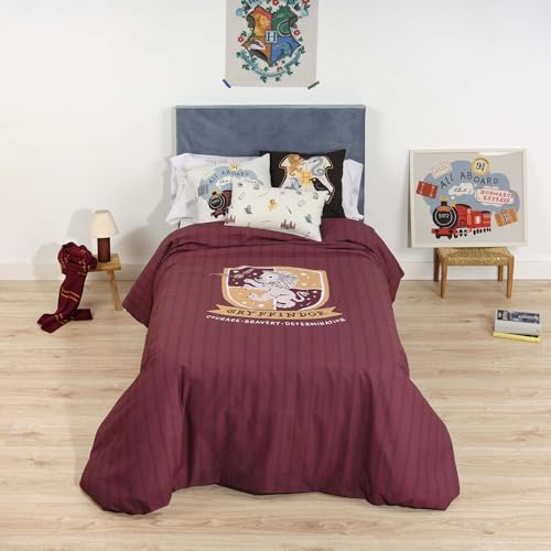 BELUM Bettbezug Harry Potter, Bettbezug mit Knöpfen 100% Baumwolle, Modell Gryffindor Sweet für 105 cm Bett (180 x 220 cm) von BL BELUM