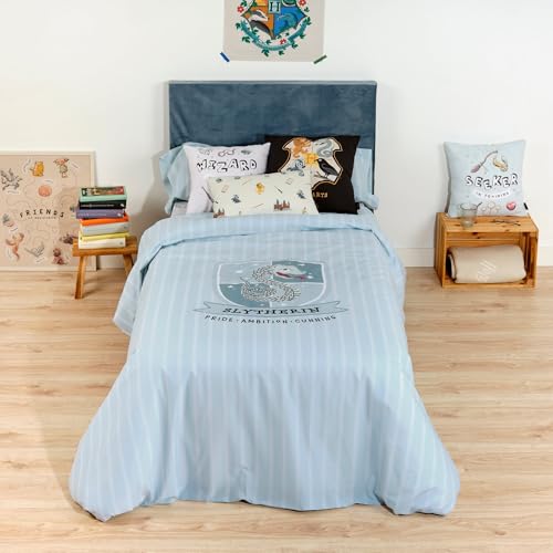 BELUM Bettbezug Harry Potter, Bettbezug mit Knöpfen 100% Baumwolle, Modell Slytherin Sweet für 105 cm Bett (180 x 220 cm) von BL BELUM