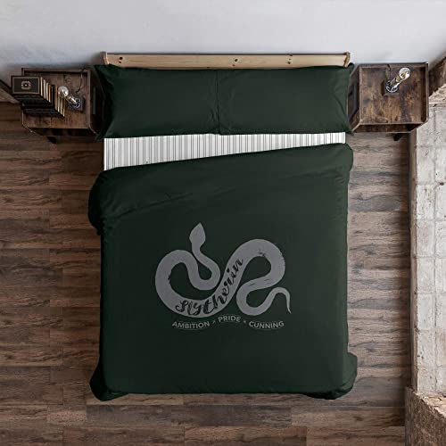 BELUM Bettbezug Harry Potter, Bettbezug mit Knöpfen 100% Baumwolle, Modell Slytherin Values, für Betten mit 135/140 cm (220 x 220 cm) von BL BELUM