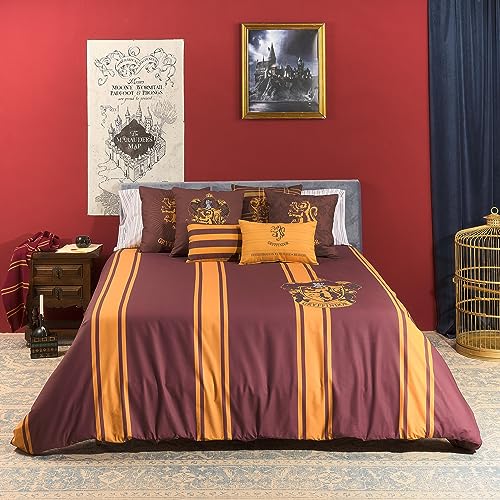 BELUM Bettbezug Harry Potter, Bettbezug mit Knöpfen 100% Baumwolle, gestreift, Modell Gryffindor, für 180 cm Bett (260 x 240 cm) von BL BELUM