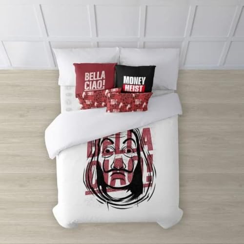 BELUM | Bettbezug La casa de Papel | Bettbezug Modell Bella Ciao | Bettbezug mit Knöpfen | Bettbezug 100% Baumwolle | Bettbezug (Bett von 90 cm (155 x 220 cm)) von BL BELUM