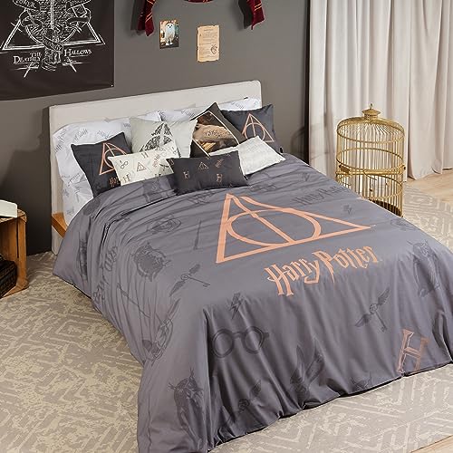 BELUM | Harry Potter Bettbezug | Deathly Hallows | Bettbezug mit Knöpfen | Bettbezug aus 100% Baumwolle | Qualität Bettbezug | Bettbezug | Bettbezug (80 x 140 x 200 cm) von BL BELUM