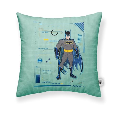 BELUM | Kissenbezug Batman | Kissenbezug Half Panama 100% Bio-Baumwolle | Kissenbezug mit unsichtbarem Reißverschluss | Größe: 45 x 45 cm von BL BELUM