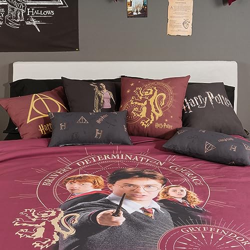 BELUM Kissenbezug Harry Potter, Größe: 50 x 50 cm, Modell: Gryffindor Gold A, Stoff: Half Panama, 100% Baumwolle, 250 g. von BL BELUM