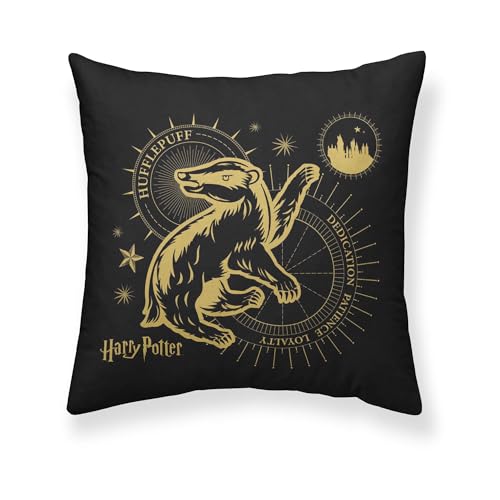 BELUM Kissenbezug Harry Potter, Größe: 50 x 50 cm, Modell: Hufflepuff Gold A, Stoff: Half Panama 100% Baumwolle, 250 g. von BL BELUM