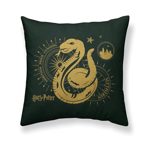 BELUM Kissenbezug Harry Potter, Größe: 50 x 50 cm, Modell: Slytherin Gold A, Stoff: Half Panama, 100% Baumwolle, 250 g. von BL BELUM