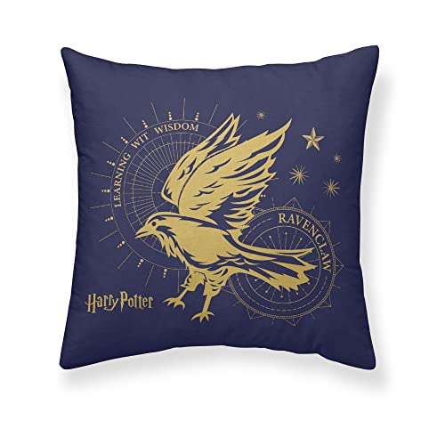 BELUM | Kissenbezug Harry Potter Größe: 65 x 65 cm - Stoff: 100% recyceltes und recycelbares Polyester, Modell: Ravenclaw Gold A von BL BELUM