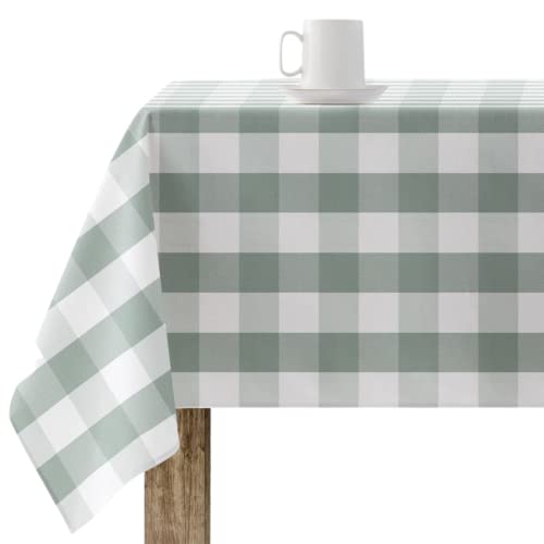 Belum 0120-104, harzbeschichtet, schmutzabweisend, kariert, Vichy-Größe, 300 x 140 cm, fleckenabweisende Tischdecke, Vichy Mint, Tischdecke aus 100% Bio-Baumwolle von BL BELUM