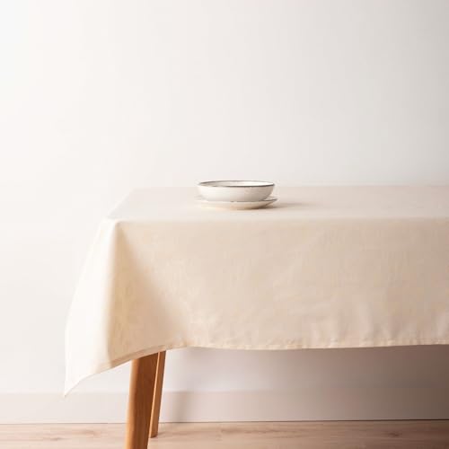 Belum 32010D2 Tischdecke mit Fleckenabweisend, Jacquard, Größe 155 x 155 cm, schmutzabweisend, extra weich, Ecru, Tischdecke aus 70% Baumwolle, 30% Polyester von BL BELUM