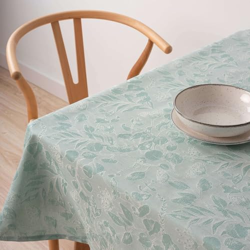 Belum 32010D2 Tischdecke mit Fleckenabweisend, Jacquard, Größe 155 x 155 cm, schmutzabweisend, extra weich, Türkis, Tischdecke aus 70% Baumwolle, 30% Polyester von BL BELUM
