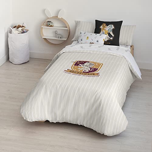 Belum Bettbezug Harry Potter, 100% Baumwolle, Modell Gryffindor Sweet Beig für Kinderbett, 100 x 120 cm von BL BELUM