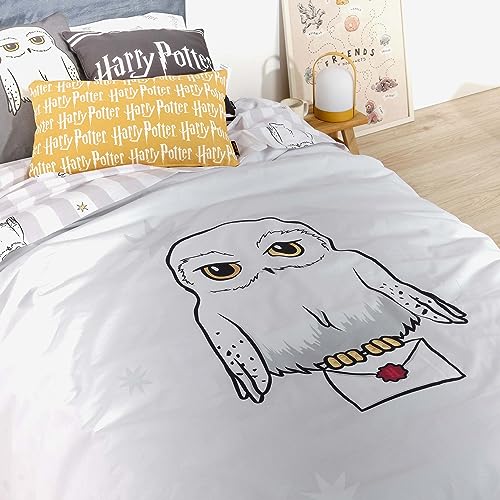 Belum Bettbezug Harry Potter, Bettbezug mit Knöpfen, 100% Baumwolle, Modell Hedwig Stars, für 120 cm breites Bett (200 x 200 cm) von BL BELUM