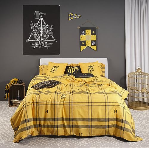 Belum Bettbezug Harry Potter, Bettbezug mit Knöpfen, 100% Baumwolle, Modell Hufflepuff für Betten 135/140 cm (220 x 220 cm) von BL BELUM