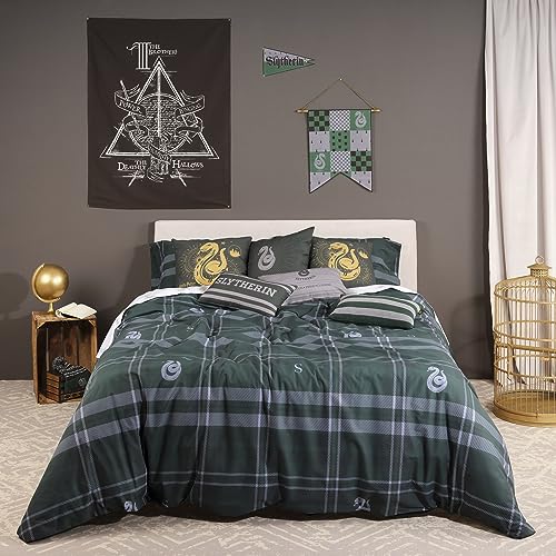 Belum Bettbezug Harry Potter, Bettbezug mit Knöpfen, 100% Baumwolle, Modell Slytherin, für Betten mit 180 cm (260 x 240 cm) von BL BELUM