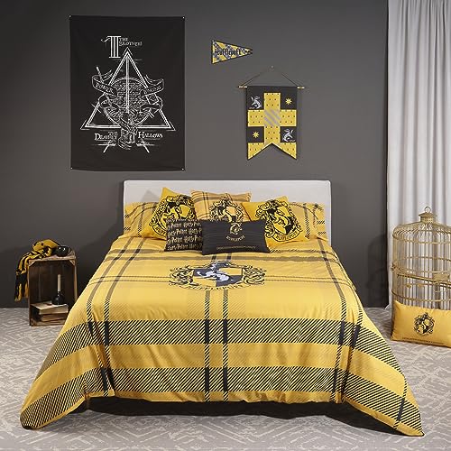 Belum Bettbezug Harry Potter, Bettbezug mit Knöpfen 100% Baumwolle, Modell Classic Hufflepuff für Betten 150/160 cm (240 x 220 cm) von BL BELUM